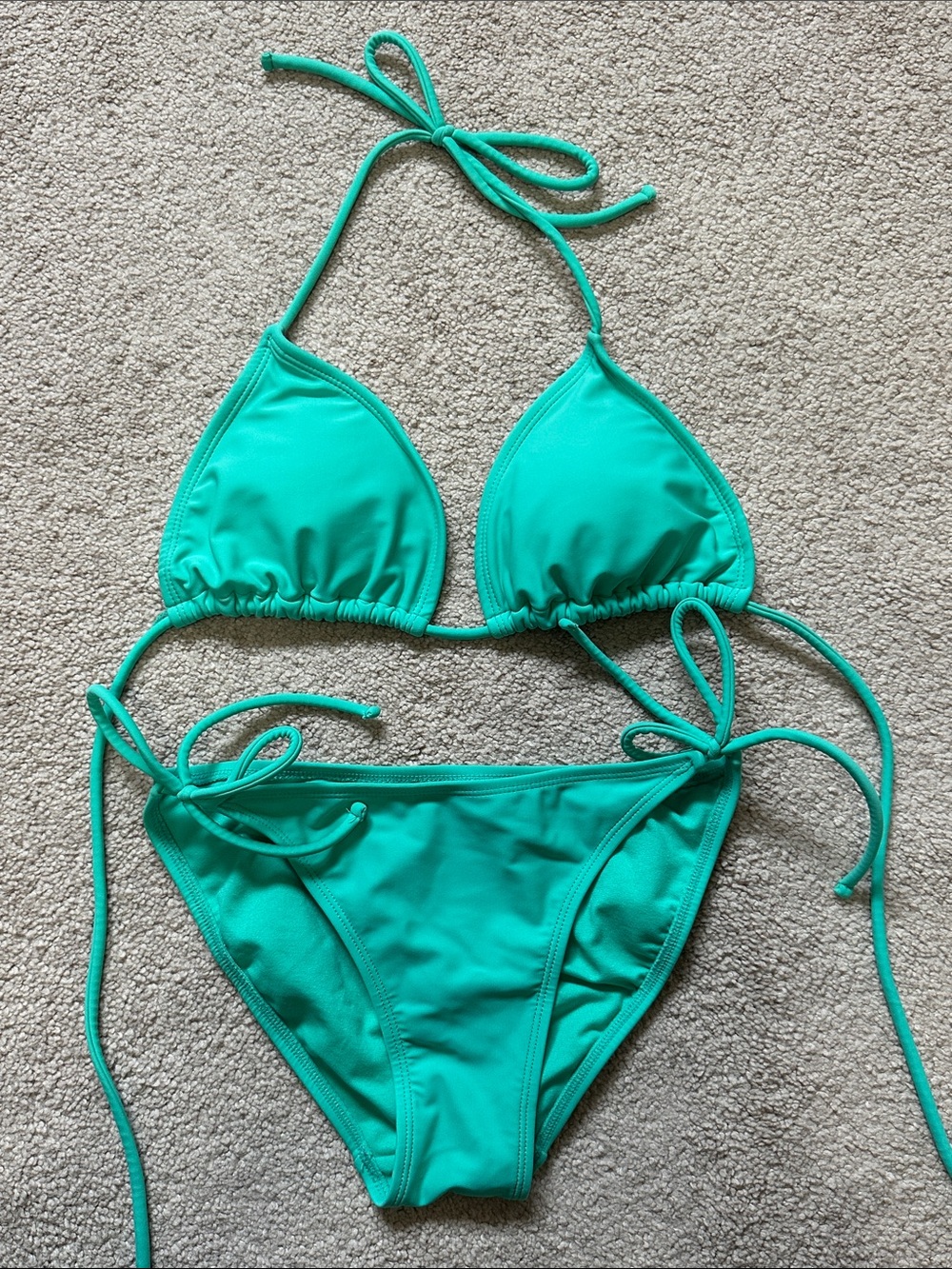 Women’s Teal Green Triangle Tie Bikini